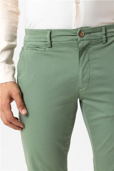 Yeşil Slim Fit Pamuklu Yan Cep Chino Pantolon