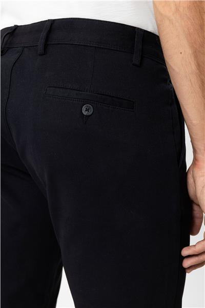 Siyah Slim Fit Pamuklu Yan Cep Chino Pantolon