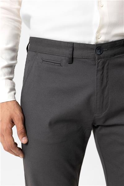 Antrasit Slim Fit Pamuklu Yan Cep Chino Pantolon