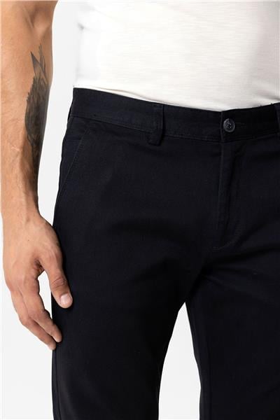 Siyah Slim Fit Pamuklu Yan Cep Chino Pantolon