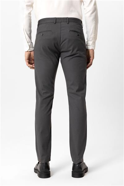 Antrasit Slim Fit Pamuklu Yan Cep Chino Pantolon