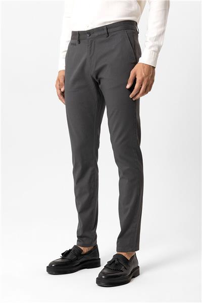Antrasit Slim Fit Pamuklu Yan Cep Chino Pantolon