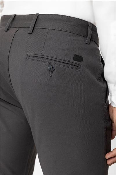 Antrasit Slim Fit Pamuklu Yan Cep Chino Pantolon