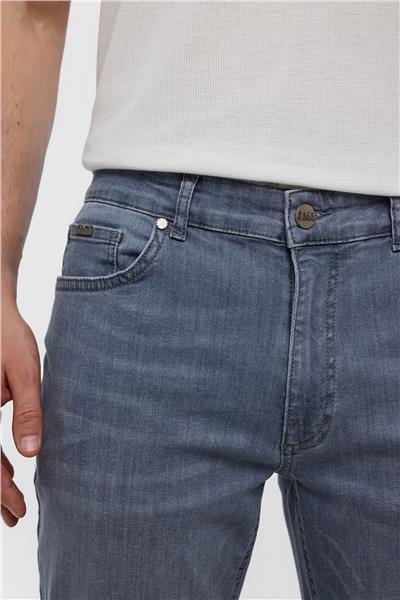 Gri Slim Fit 5 Cepli Denim Pantolon