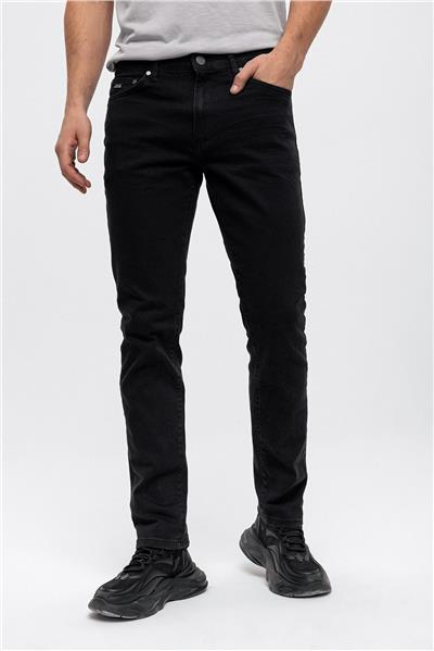 Siyah Slim Fit 5 Cepli Pamuklu Denim Pantolon