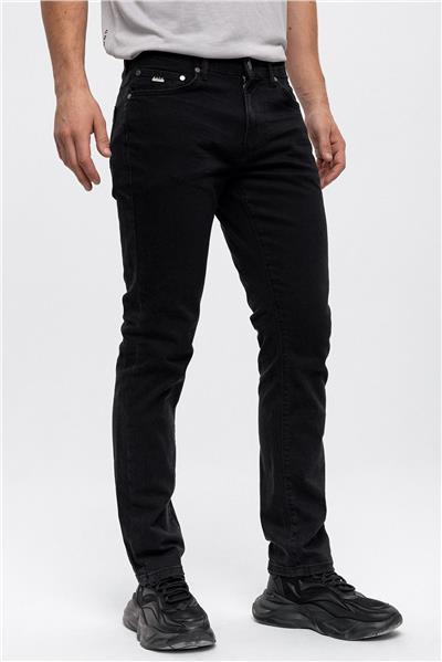 Siyah Slim Fit 5 Cepli Pamuklu Denim Pantolon