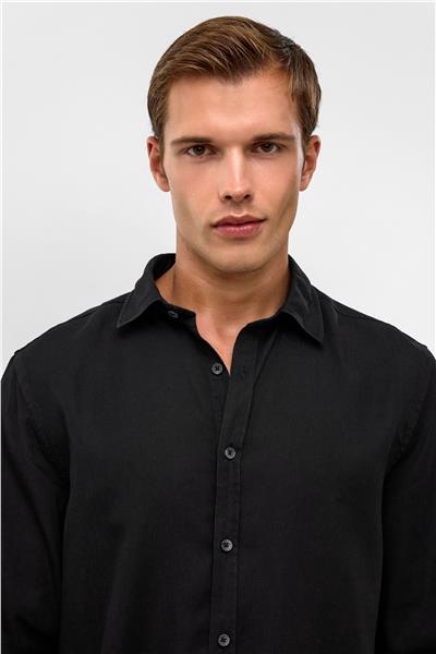 Siyah Regular Fit Denim Gömlek