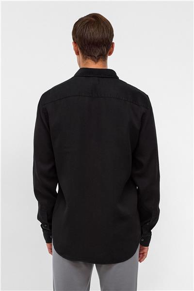Siyah Regular Fit Denim Gömlek