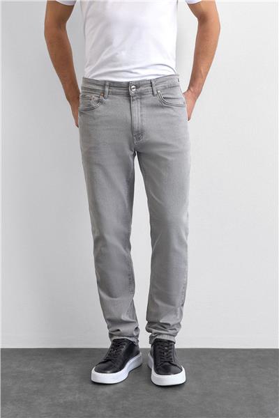 Açık Gri Slim Fit Denim Pantolon