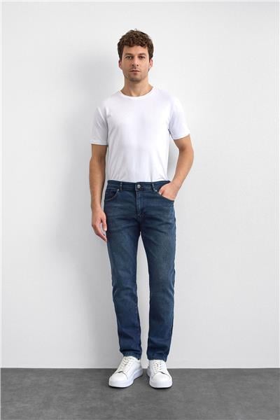Lacivert Slim Fit Denim Pantolon