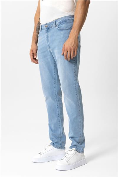 Açık Mavi Slim Fit 5 Cepli Pamuklu Denim Pantolon