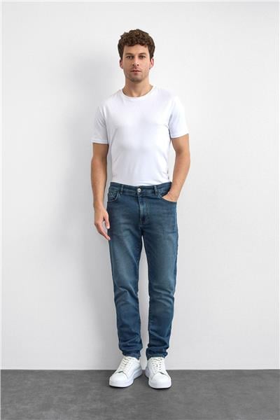 Lacivert Slim Fit Denim Pantolon