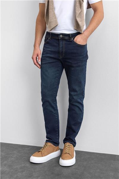 Koyu Lacivert Slim Fit Denim Pantolon