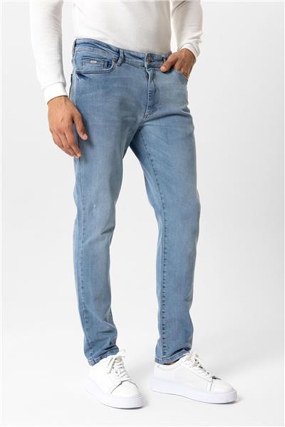Açık Mavi Slim Fit 5 Cepli Pamuklu Denim Pantolon