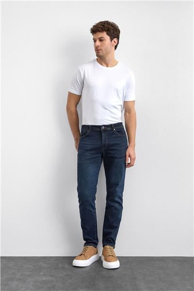 Koyu Lacivert Slim Fit Denim Pantolon