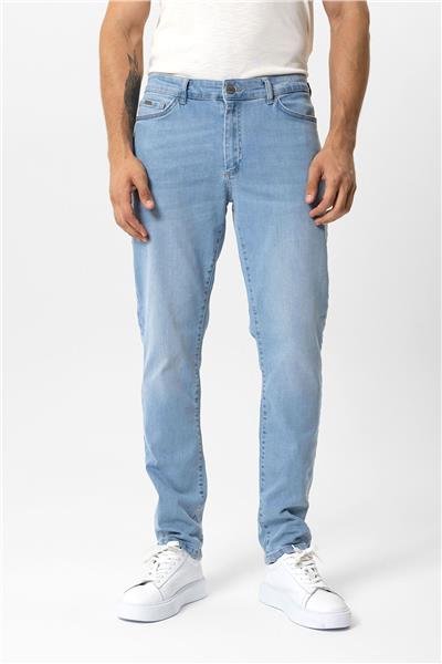 Açık Mavi Slim Fit 5 Cepli Pamuklu Denim Pantolon