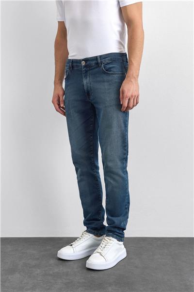 Lacivert Slim Fit Denim Pantolon