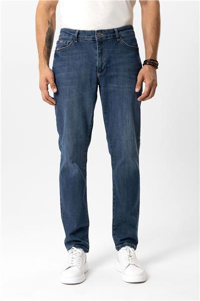 Açık Lacivert Slim Fit 5 Cepli Pamuklu Denim Pantolon