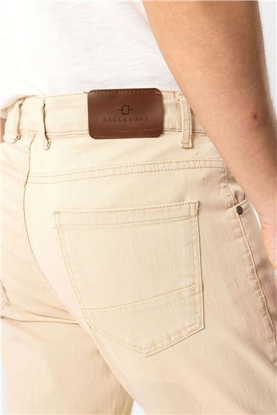 Bej Slim Fit 5 Cepli Pamuklu Denim Pantolon