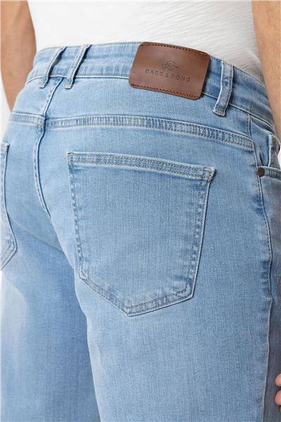 Açık Mavi Slim Fit 5 Cepli Pamuklu Denim Pantolon