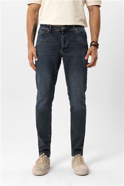 Lacivert Slim Fit 5 Cepli Pamuklu Denim Pantolon