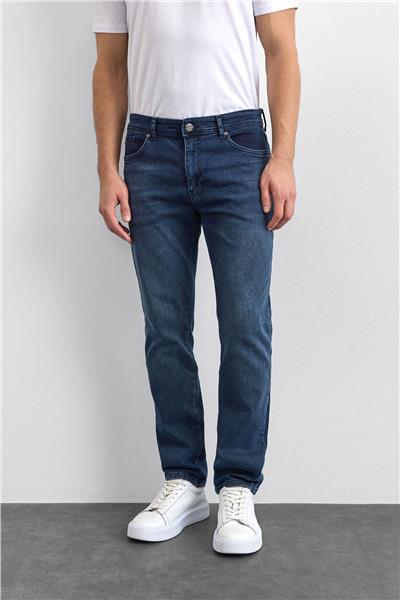 Lacivert Slim Fit Denim Pantolon