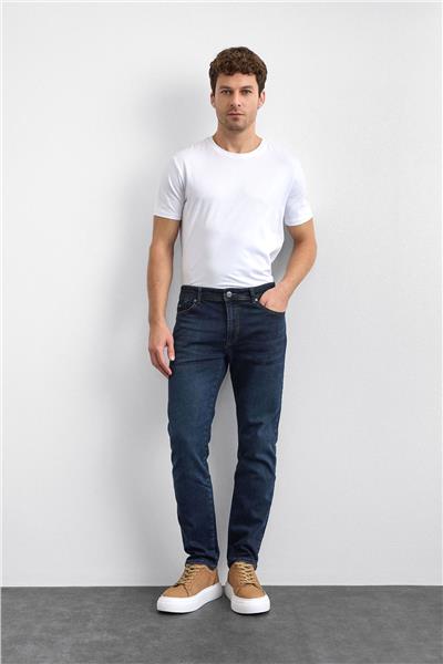 Koyu Lacivert Slim Fit Denim Pantolon