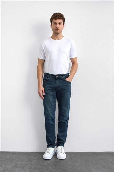 Lacivert Slim Fit Denim Pantolon
