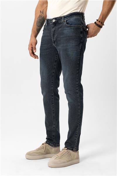 Lacivert Slim Fit 5 Cepli Pamuklu Denim Pantolon