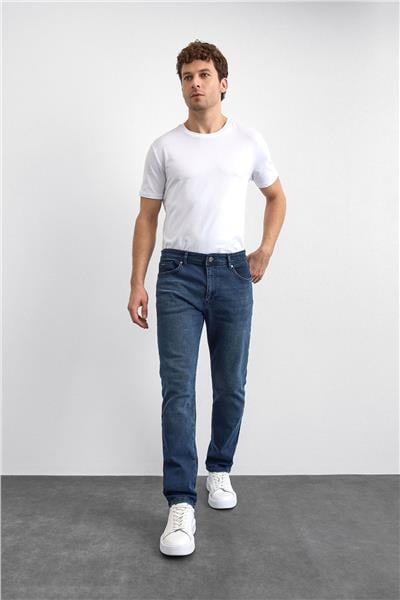 Lacivert Slim Fit Denim Pantolon