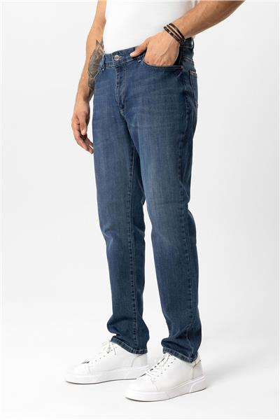 Açık Lacivert Slim Fit 5 Cepli Pamuklu Denim Pantolon