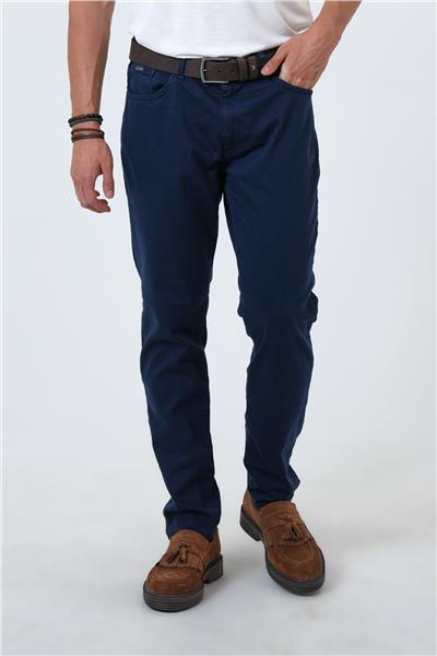 Lacivert Slim Fit 5 Cepli Pamuklu Kanvas Pantolon