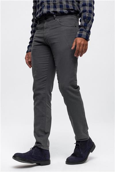 Antrasit Slim Fit 5 Cepli Pamuklu Chino Pantolon