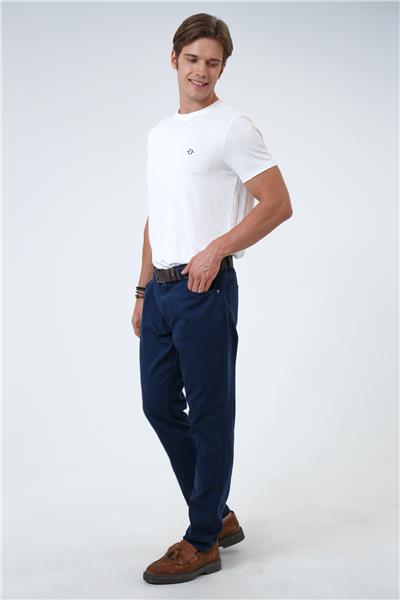 Lacivert Slim Fit 5 Cepli Pamuklu Kanvas Pantolon