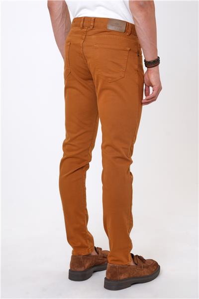 Camel Slim Fit 5 Cepli Pamuklu Kanvas Pantolon