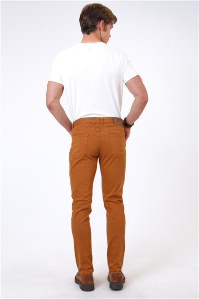 Camel Slim Fit 5 Cepli Pamuklu Kanvas Pantolon