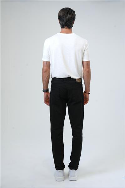 Siyah Slim Fit 5 Cepli Pamuklu Kanvas Pantolon