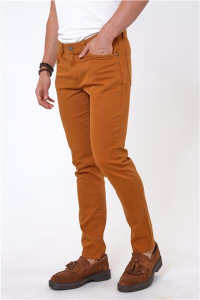 Camel Slim Fit 5 Cepli Pamuklu Kanvas Pantolon