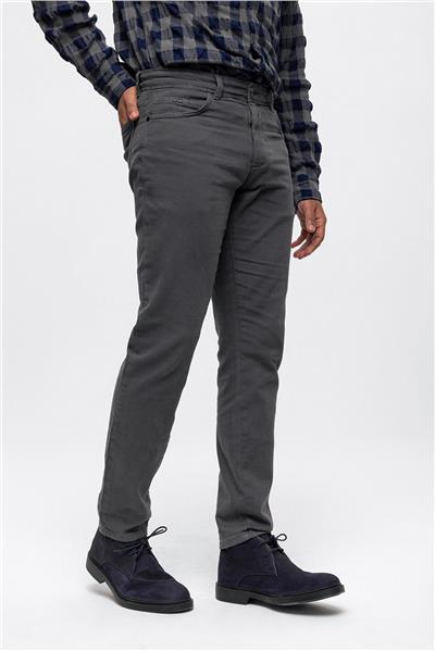 Antrasit Slim Fit 5 Cepli Pamuklu Chino Pantolon