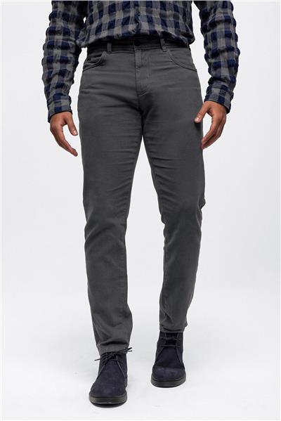 Antrasit Slim Fit 5 Cepli Pamuklu Chino Pantolon