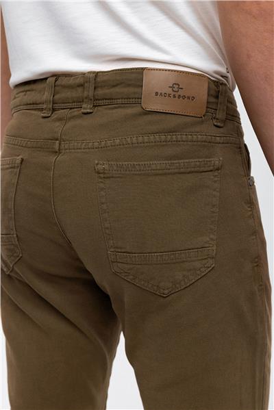 Haki Slim Fit 5 Cepli Pamuklu Chino Pantolon