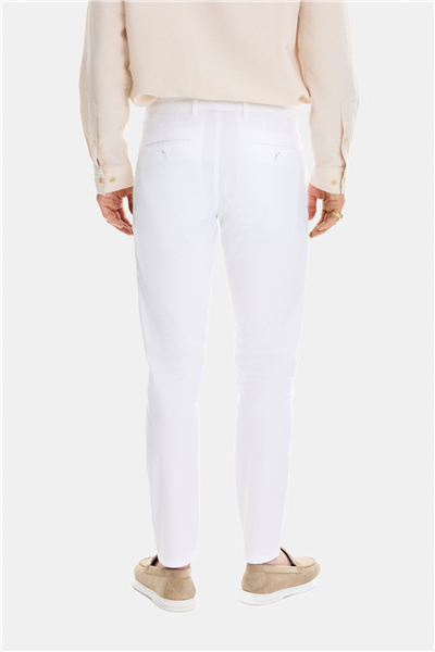 Beyaz Dokuma Chino Pantolon