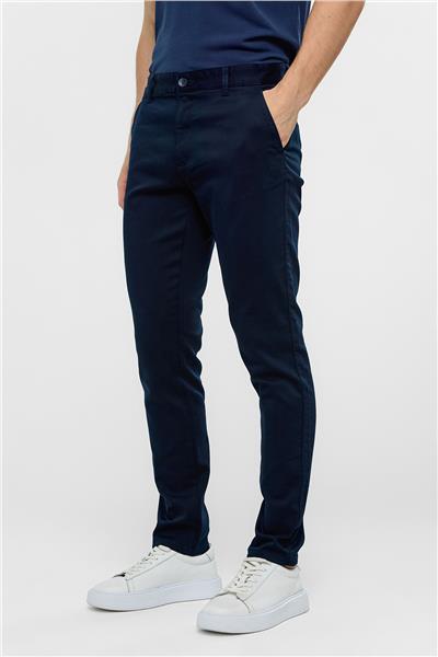 Lacivert Dokuma Chino Pantolon