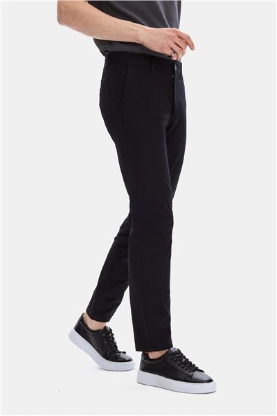 Siyah Dokuma Chino Pantolon