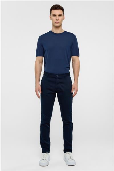 Lacivert Dokuma Chino Pantolon