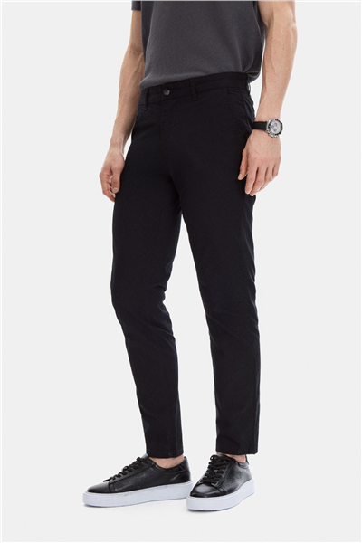 Siyah Dokuma Chino Pantolon