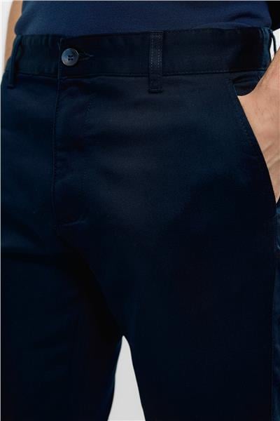 Lacivert Dokuma Chino Pantolon