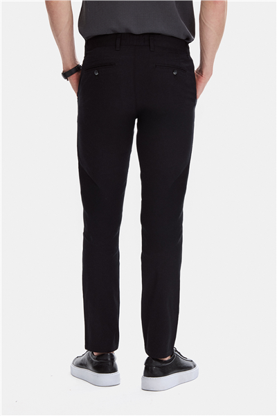 Siyah Dokuma Chino Pantolon