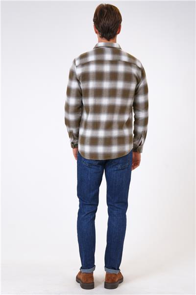 Haki Regular Fit %100 Pamuk Ekoseli Gömlek