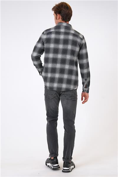Siyah Regular Fit %100 Pamuk Ekoseli Gömlek